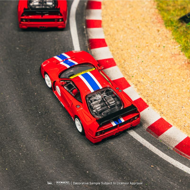 Tarmac Works Ferrari F40 LM Red with Blue White Stripe 1:64 Scale Diecast Model