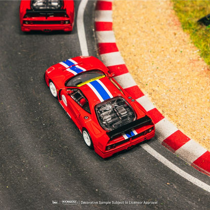 Tarmac Works Ferrari F40 LM Red with Blue White Stripe 1:64 Scale Diecast Model