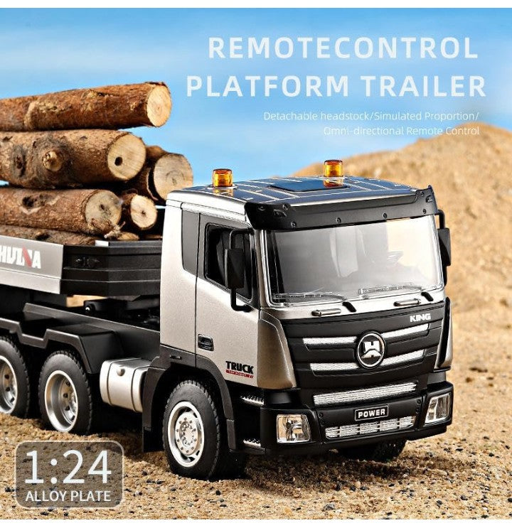Huina 1318 1:18 RC Tractor Truck 9CH Remote Control Cars with Flatbed Trailer Assembled and Painted Hobby Model