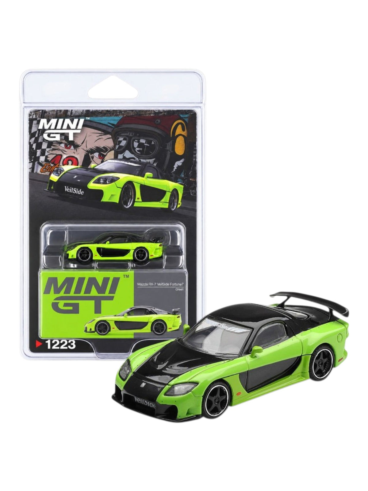 Mini GT No.1223 Mazda RX-7 VeilSide Fortune7 Green 1:64 Scale Diecast Model (Box / Blister)