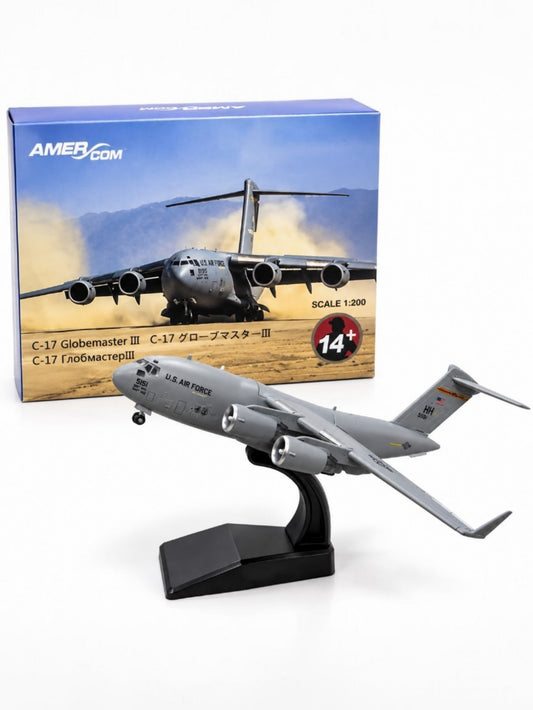 Aircraft U.S. Air Force C-17 Globemaster lll Military Model Premium Diecast Display Model (1:200 Scale) Includes Display Stand