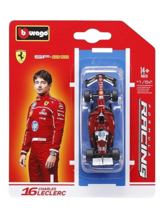 Bburago 2025 formula 1 (f1) charles Leclerc no 16 1:64 Scale (blister pack)