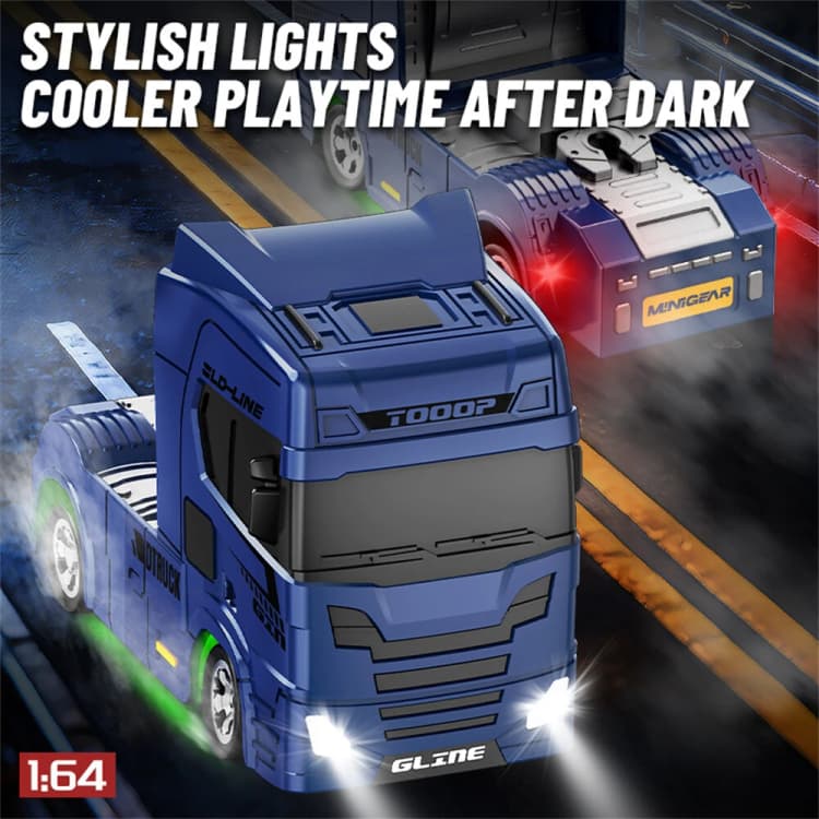 LD RTR Mini RC Truck – Black 2.4GHz Remote Control Racing Truck with Headlamp & Chassis Light 1:64 Scale