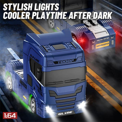 LD RTR Mini RC Truck – Black 2.4GHz Remote Control Racing Truck with Headlamp & Chassis Light 1:64 Scale