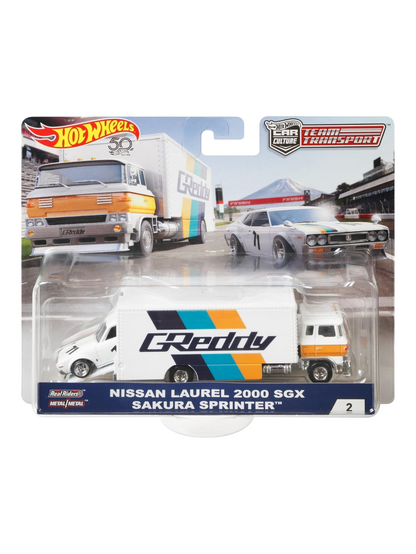 HotWheels Car Culture Team Transport Nissan Laurel 2000 SGX Sakura Sprinter #2 Imported 1:64 Scale