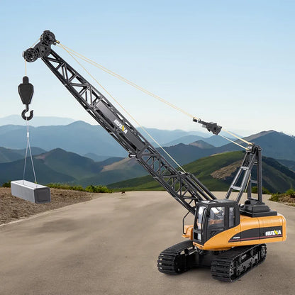 HUINA RC Engineering Crane 15 Channel Professional Crane Remote Control, 2.4GHz Frequency Simulation Action, 680° Direction , Realistic Light, Realistic Sound 1:14 Scale