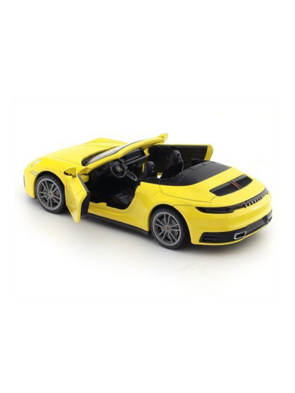 CCA Porsche 911 Carrera Cabriolet Yellow 1:32 licensed pullback diecast Scale Model car