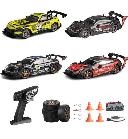 Drift Sports Car RC| 4WD High-Speed Drifting Car with LED Lights, 2.4GHz Remote Control & Interchangeable Drift Wheels Professional Chassis Steering/ Throttle ESP System 1:16 Scale a top speed of around 25 to 30 KM/H