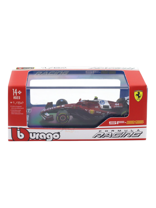 Bburago Formula 1 (F1) 2025 Ferrari SF-25 Lewis Hamilton No-44 1:64 Scale