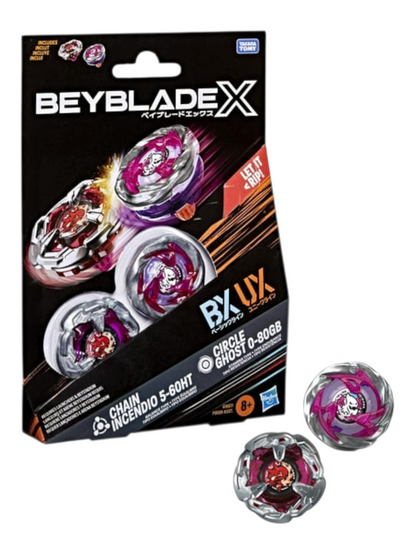 Takara Tomy Beyblade X Circle Ghost 0-80GB & Chain Incendio 5-60HT Dual Pack Set