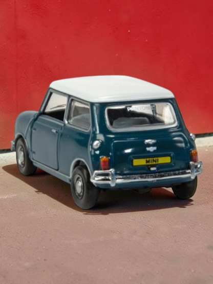 TINY PANTONE Mini Cooper Diecast Model Car – Classic Teal Blue Mini | Vintage Collectible Toy with Display Box 1:50 Scale
