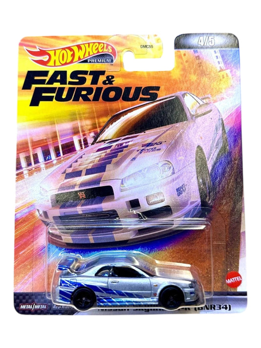 Hotwheels fast & furious nissan skyline GT-R (BNR34) imported premium 1:64 Scale