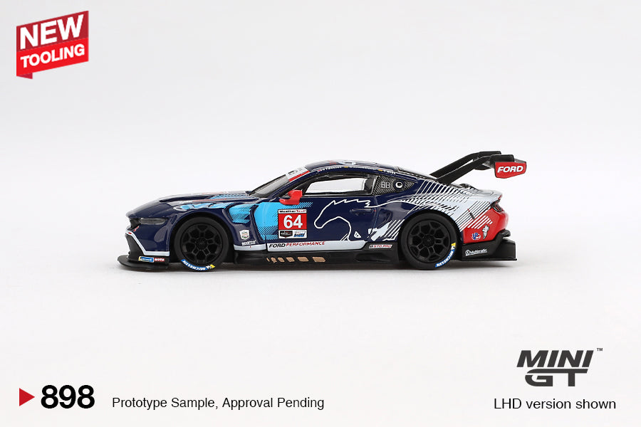 Mini GT Ford Mustang GT3 #64 Ford Multimatic Motorsports 2024 IMSA Daytona 24 Hrs #898 1:64 Scale