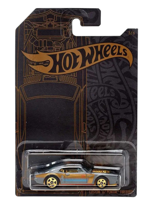 HotWheels 2019 Satin and Chrome 51st Anniversary Custom 67 Pontiac Firebird Imported Mainline Card Art 1:64 Scale