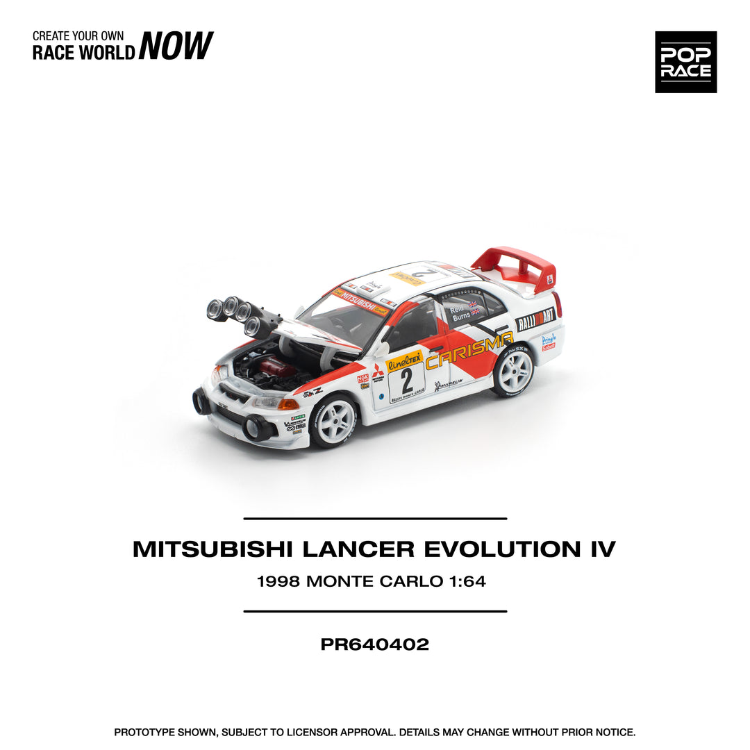 ( PR640402 ) POPRACE Mitsubishi Lancer Evolution IV - 1998 Monte Carlo Rally 1:64 Scale Diecast Model