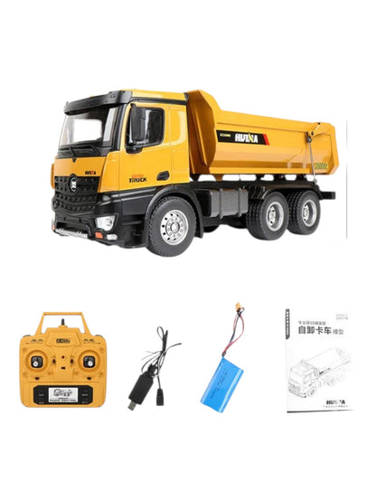 Huina Toys 1582 All-Metal Professional RC Dump Truck 2026 Model with 10 Functions– Heavy Duty 2.4 GHz Remote Control Construction Truck 1:14 Scale