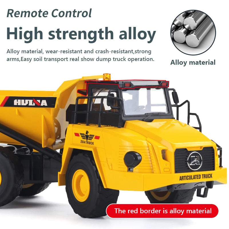 Huina Toys 1553 Remote Control Truck RC Dump Truck With 11 Functions 3.7V 900mAh (Rechargeable) Bettery Remote Power 2 x AA batteries (not included) 1:16 Scale Control Distance: 20–30 meters