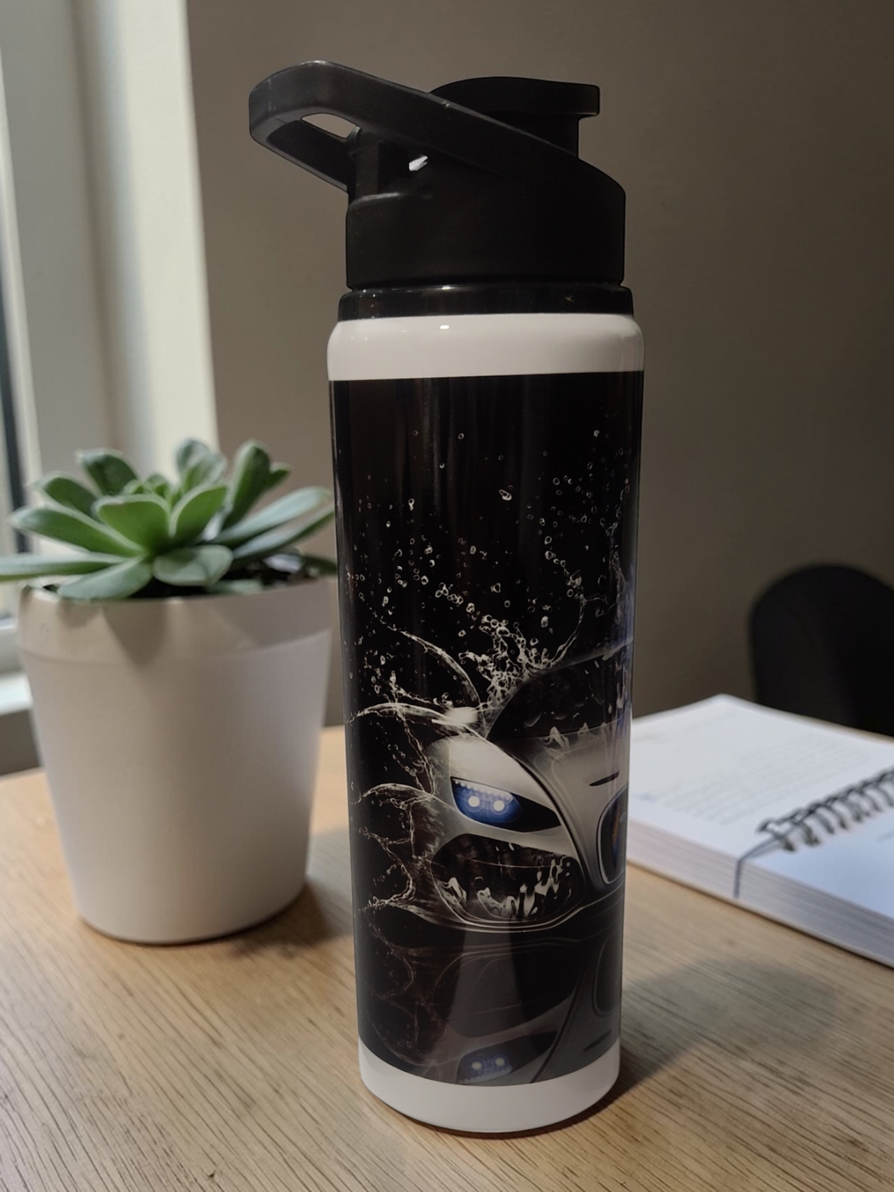 Water Bottle Racing Blue Flame Stylish & Leak proof Design