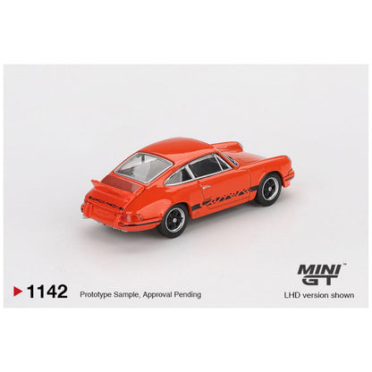 Mini GT #1142: Porsche 911 Carrera RS 2.7 Tangerine with Black Livery 1:64 Scale