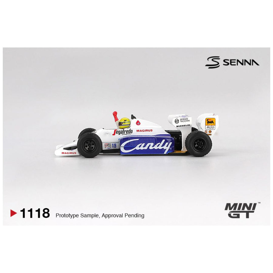Mini GT #1118: Toleman TG184 #19 Ayrton Senna 1984 Monaco Grand Prix 2nd Place 1:64 Scale