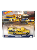 HotWheels Car Culture Team Transport 72 Plymouth Cuda Funny Car Retro Big #4 Imported 1:64 Scale (With Protector)