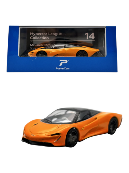Postercars Hypercar League Collection Mclaren Speedtail 1:64 Scale / Mclaren Orange ( No 14 )