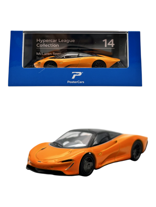 Postercars Hypercar League Collection Mclaren Speedtail 1:64 Scale / Mclaren Orange ( No 14 )