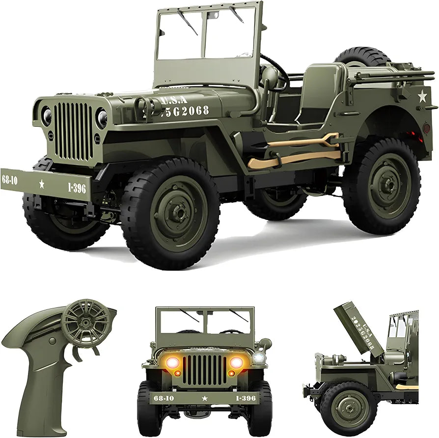 Military Car 2.4GHZ Remote Control System Imported 1:10 Scale RC Remove Engine Hood Metal Chassis Side Guard Frame (U.S.A)2025G2068