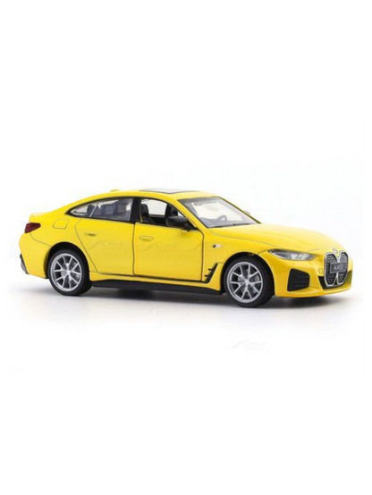 BMW i4 M50 Yellow 1:34 MSZ licensed pullback diecast Scale Model car