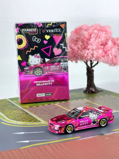 TARMAC Works x Vertex Silvia s14 Hello Kitty Diecast model|Premium Special Edition for Collectors