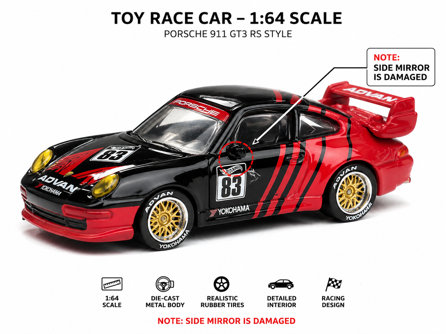 Hot Wheels Elite 64 Porsche 911 GT2 EVO 993 Imported RLC 1:64 Scale(Card fully Damaged some scratch)