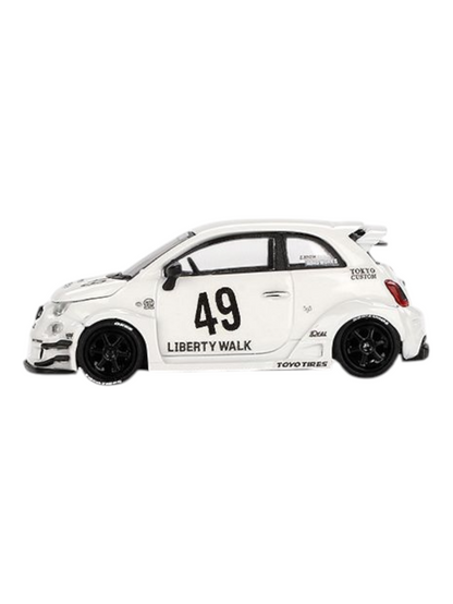 Mini GT LB-Works x Abas Works Abarth 595 Gara White 1:64 Scale