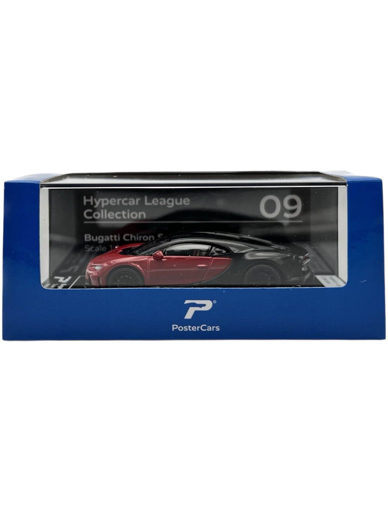 Postercars Bugatti Chiron Supersport 1:64 Scale-Premium / Italian Red & Nocturne Black Diecast Collector Model No 09.