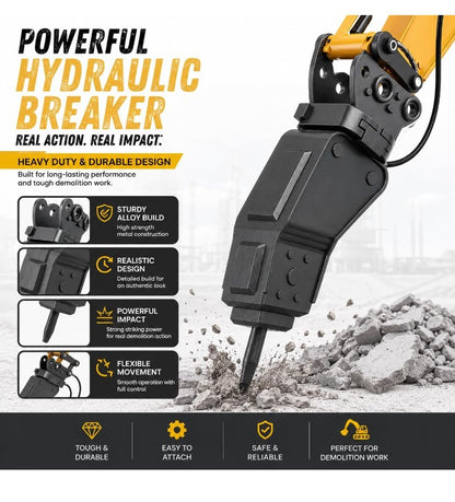 ENGINEERING Vehicle Series 3-in-1 13CH 2.4GHz RC Excavator with 360° Rotation, Digging & Unloading Functions, Sound & LED Headlight, Multi-Directional Remote Control 1:18 Scale