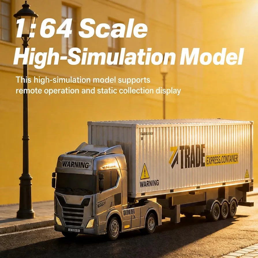 Turbo Speed Trailer Specifications Colours And Contents May Vary From illustrations 2.4 GHz Full-Scale Remote Control: Equipped with a 2.4 GHz wireless remote control system, it provides a stable, lag-free control range of up to 30 meters 1:64 Scale