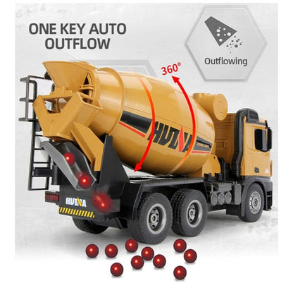 HUINA Engineering Vehicle 1574 RC Concrete Mixer Truck 1:14 Scale | 10 Functions | Remote Control Construction Model