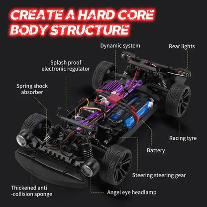 Hurricane High speed Vehicle RC Car 2.4G RTR 4×4 Full Function, Light Imported 1:16 Scale 50KM Speed Drift Car