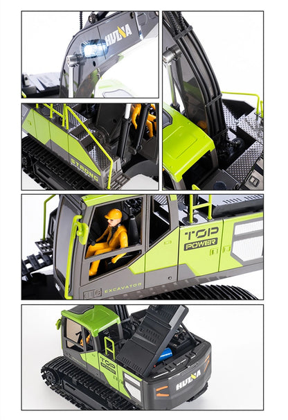 Huina Toys 1661 RC Excavator With 13 Function upgrade Alloy 3.7V 500mAh Li-ion battery ( Play Time: Approx. 20–30 mins (per charge) Remote Controller (batteries not included) USB Charging Cable 1:18 Scale