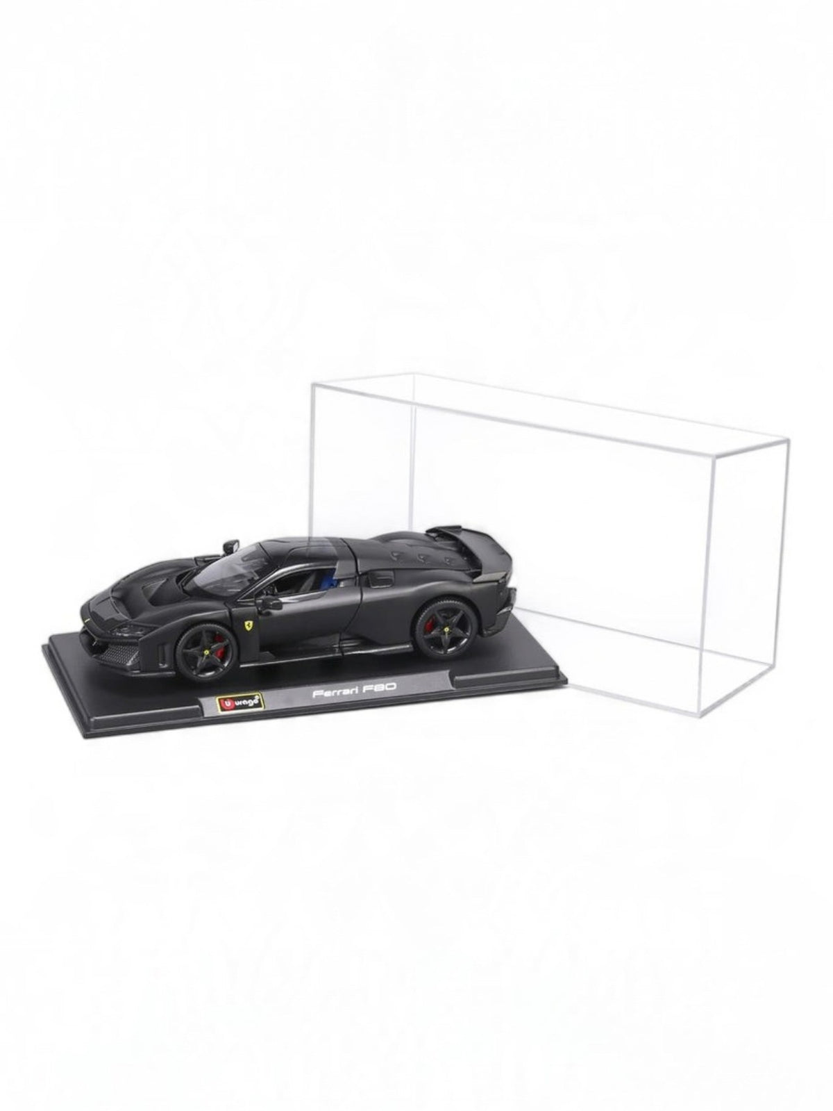 Bburago Ferrari F80 Matte Black 1:24 Scale Diecast Model Car with Acrylic Case