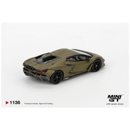 Mini GT #1136: Lamborghini Revuelto Verde Gea Matte 1:64 Scale Box And Blister