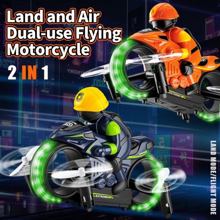 Fireman Flying Motorbike RC Drone Toy – 2.4GHz Remote Control Flying Bike with LED Lights height 30 to 45 meter