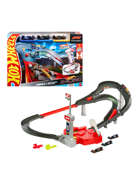 HotWheels Racing Formula 1 (F1) Sprint Race Circuit Track Set With 3 Die-Cast Cars in 1:64 Scale