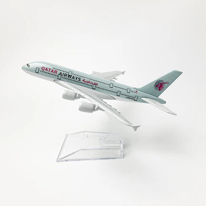 Aircraft Model Tang Dynasty Air Bus A380 Qatar Airways Plane Metal Airplane Model Plane Toy Plane Model 16cm (Code 107)