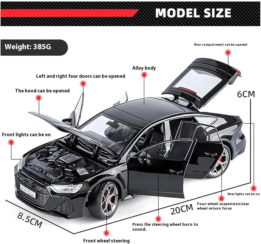 XINHAODI HCM "Audi R S7" Flash Edition(Black And Grey) Imported 1:24 Scale die-cast Model