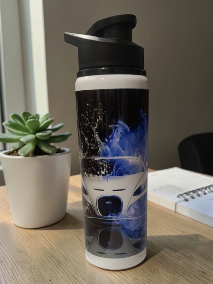 Water Bottle Racing Blue Flame Stylish & Leak proof Design