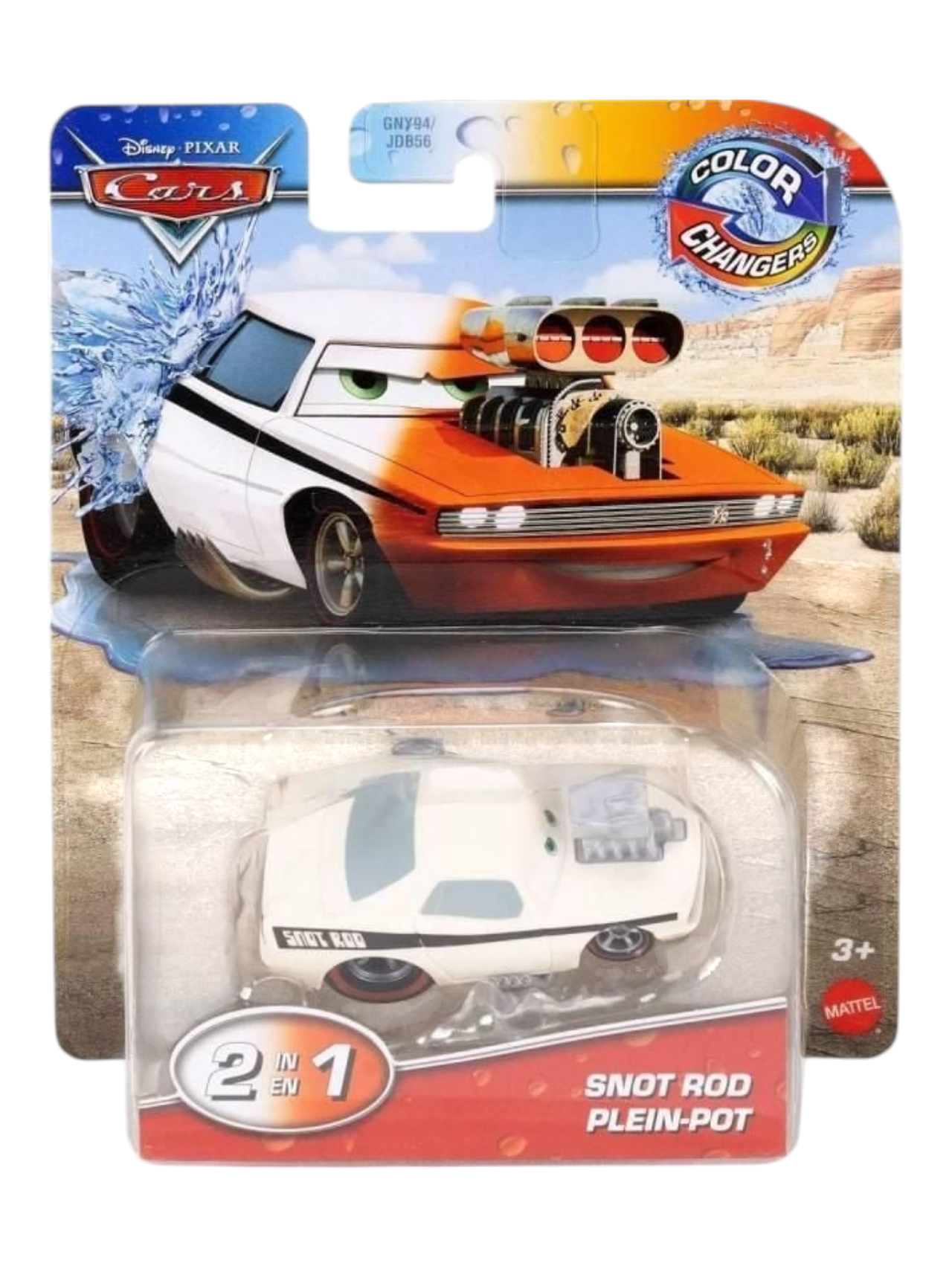 Disney Pixar Cars Snot Rod Diecast Model Car 1:55 Scale | 2-in-1 Pull Back | White Collectible Toy Car for Kids & Collectors
