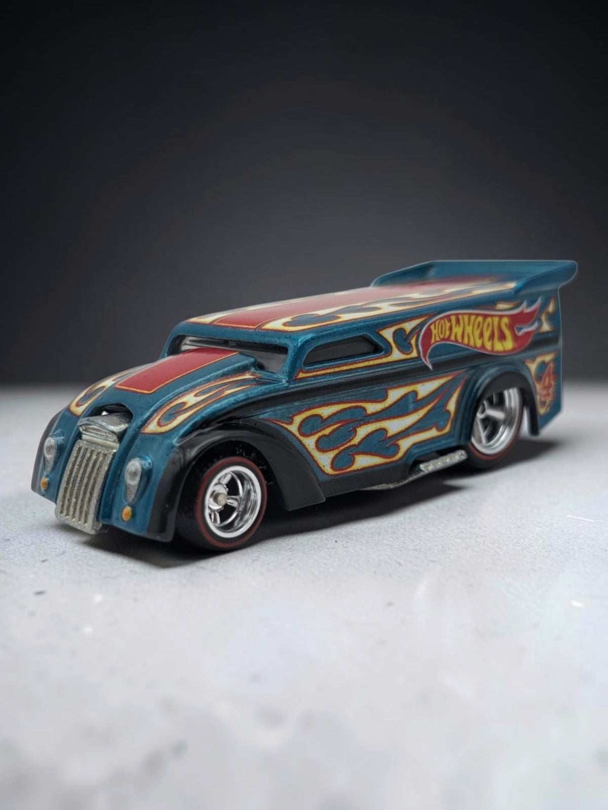 Hotwheels 2016 Collector Edition "Drag Dairy® Die-Cast Car |Premium RLC Vintage Blue Flame Design 1:64 Scale DJH59-D910