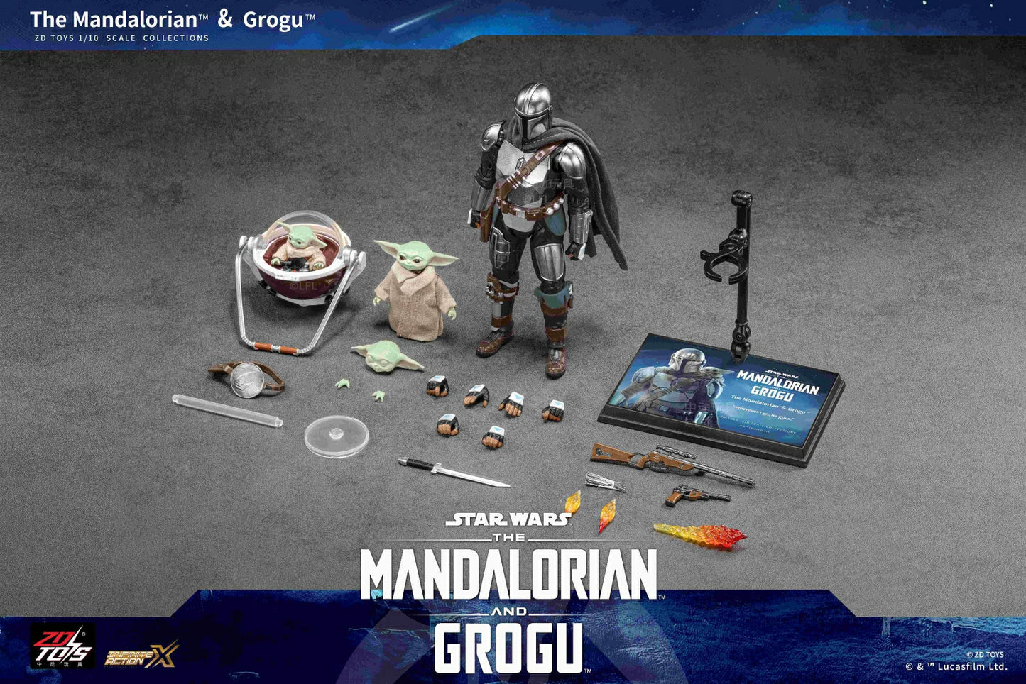 ZD Toys Star Wars The Mandalorian And Grogu 1:10 Scale Action Figures (code 1967)