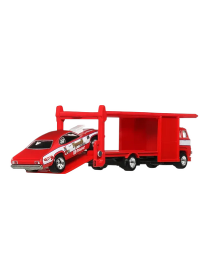 Hotwheels CAR Culture  73 Plymouth Duster Second Story Lorry Imported team transport 1:64 Scale