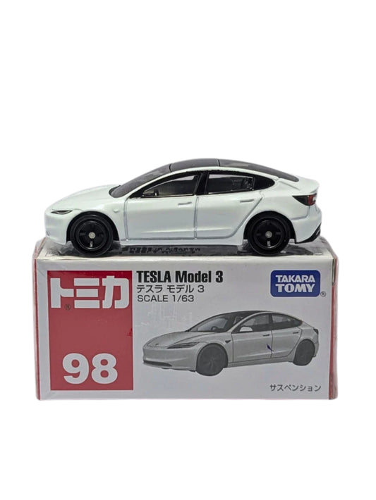 Takara Tomy "Tesla model 3" No.98 Imported Mainline 1:64 Scale
